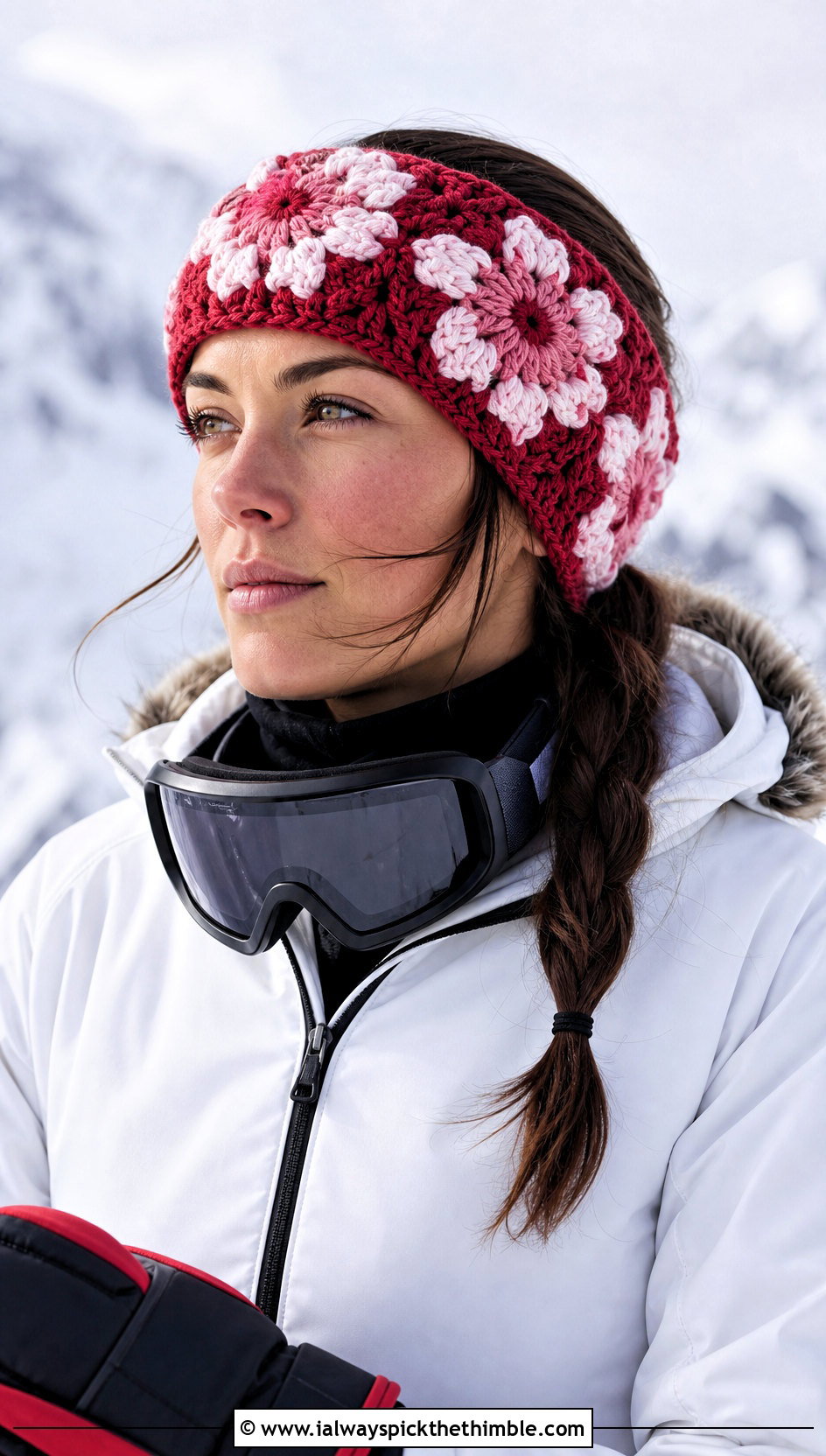 Crochet Frosted Petals Ear Warmer With Ski Jacket And Snow Pants - 15 Crochet Frosted Petals Ear Warmer outfit ideas