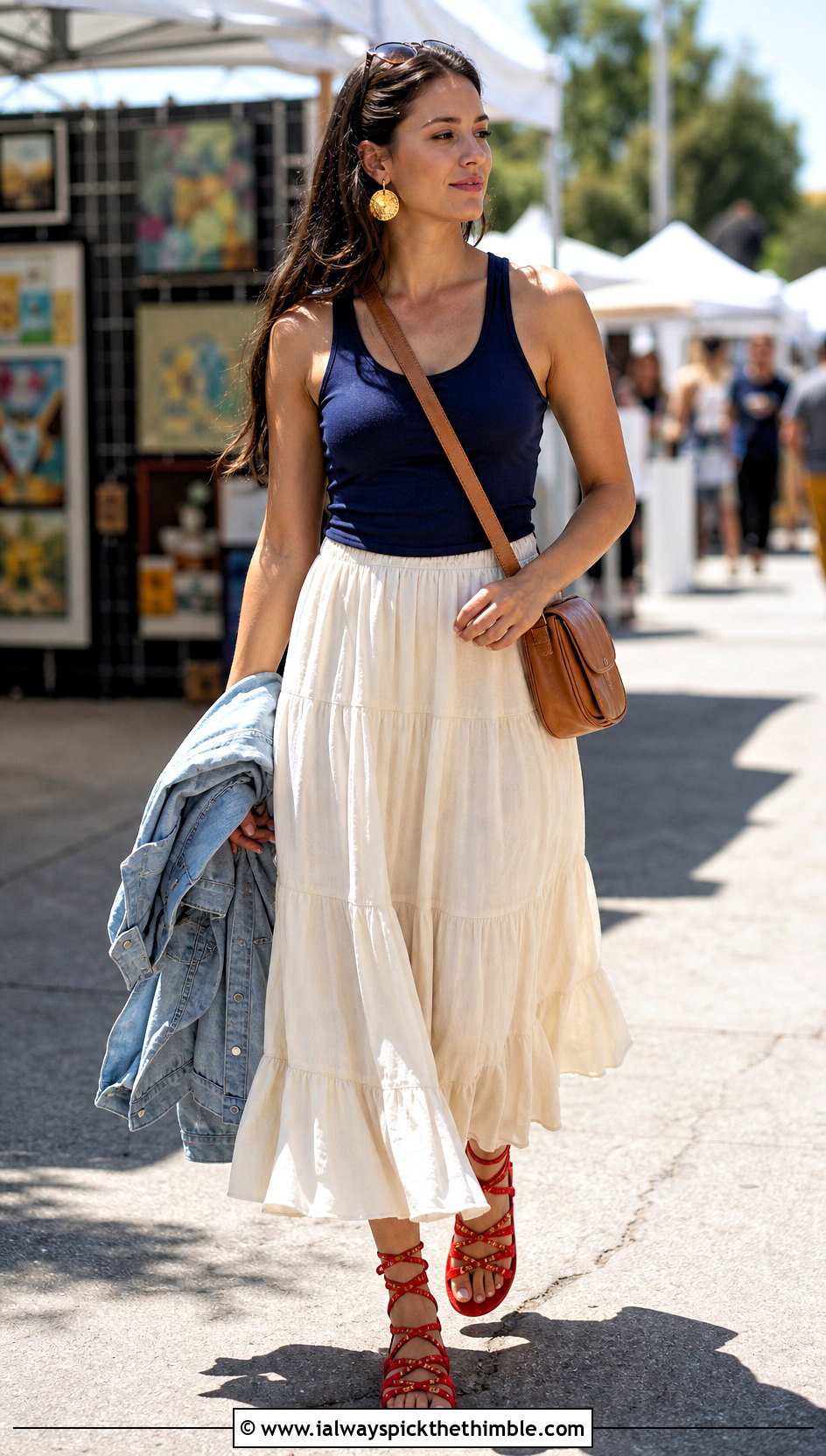 Crochet Gladiator Sandals With Maxi Skirt - 15 Crochet Shoes For Adults outfit ideas
