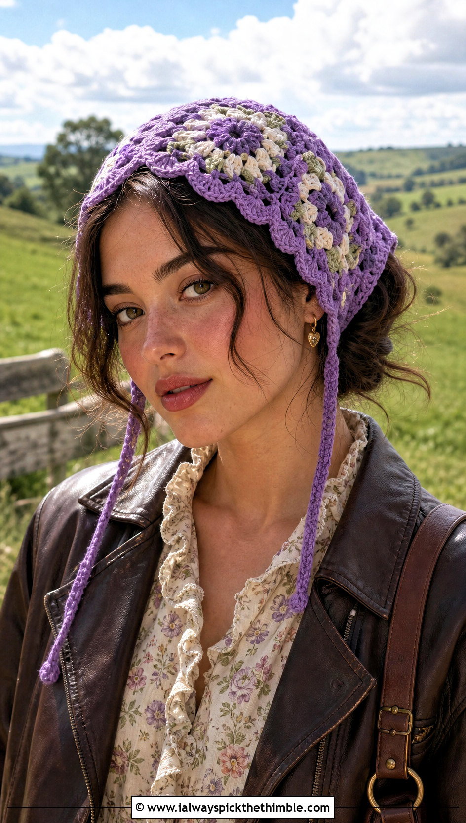 Crochet Granny Bonnet Hat With Prairie Midi Dress - 20 Granny Crochet Hat outfit ideas