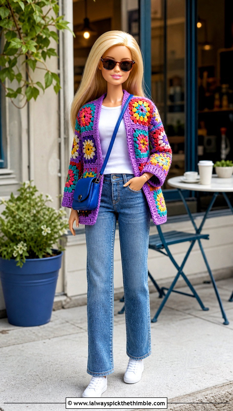 Crochet Granny Square Cardigan With Jeans - 20 easy crochet barbie doll clothes and outfit ideas