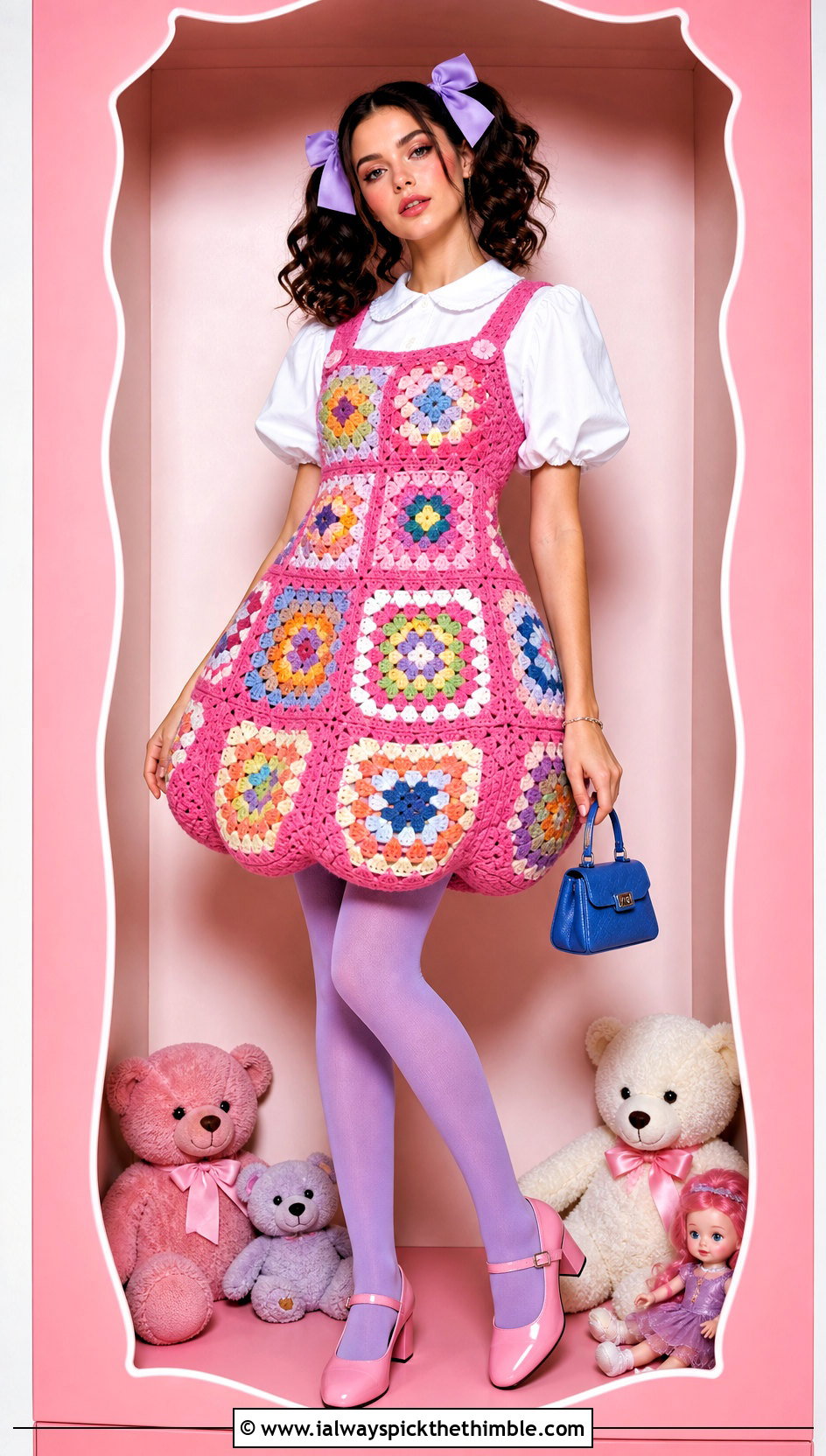 Crochet Granny Square Dress Doll Costume - 25 Crochet Halloween Costume Women outfit ideas