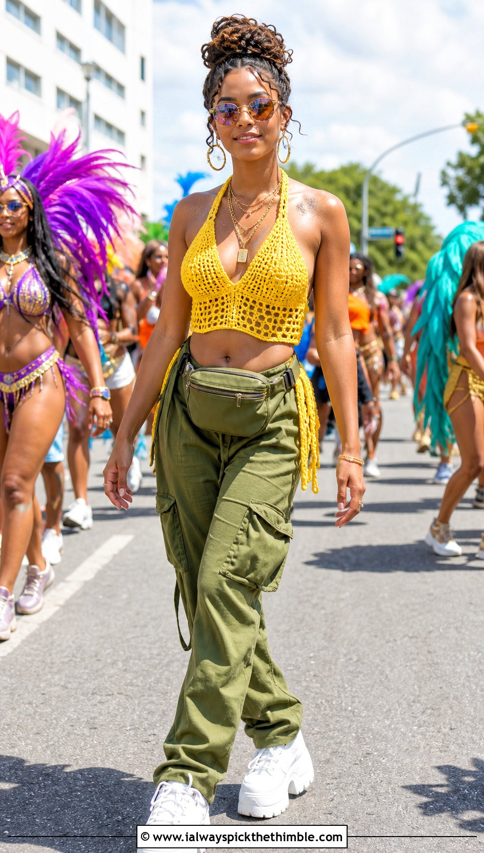 Crochet Halter Top Carnival Outfit With Cargo Pants - 20 crochet carnival outfit ideas