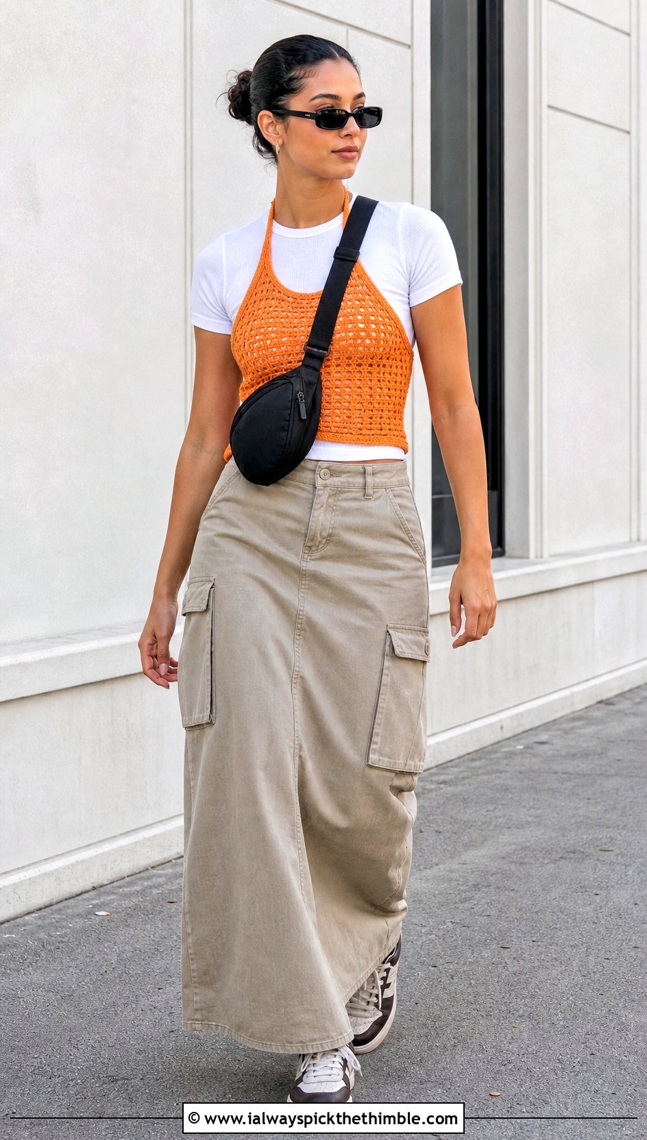 Crochet Halter Top Over A Fitted T Shirt - 20 Crochet Top Layering Outfit ideas