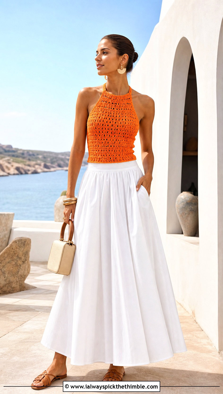 Crochet Halter Top With Full Maxi Skirt - 20 crochet for tops outfit ideas