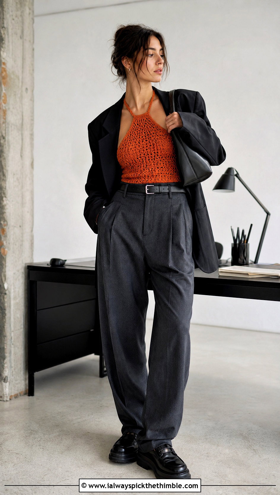 Crochet Halter Top With Pleated Trousers - 20 grunge crochet clothes and outfit ideas
