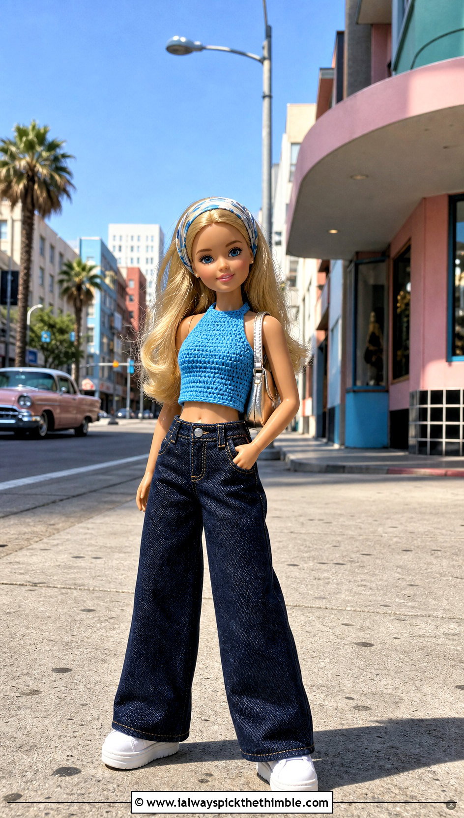 Crochet Halter Top With Wide Leg Jeans - 15 Crochet Kelly Doll Clothes and outfit ideas