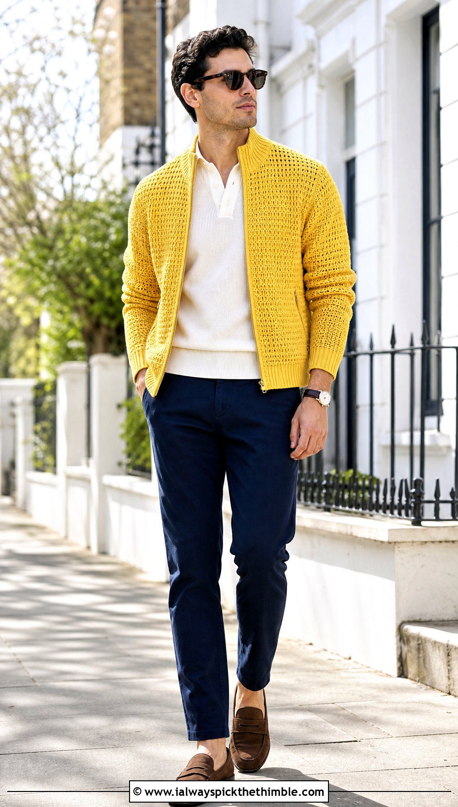 Crochet Harrington Jacket With Polo Shirt And Chinos - 25 crochet jacket for men outfit ideas
