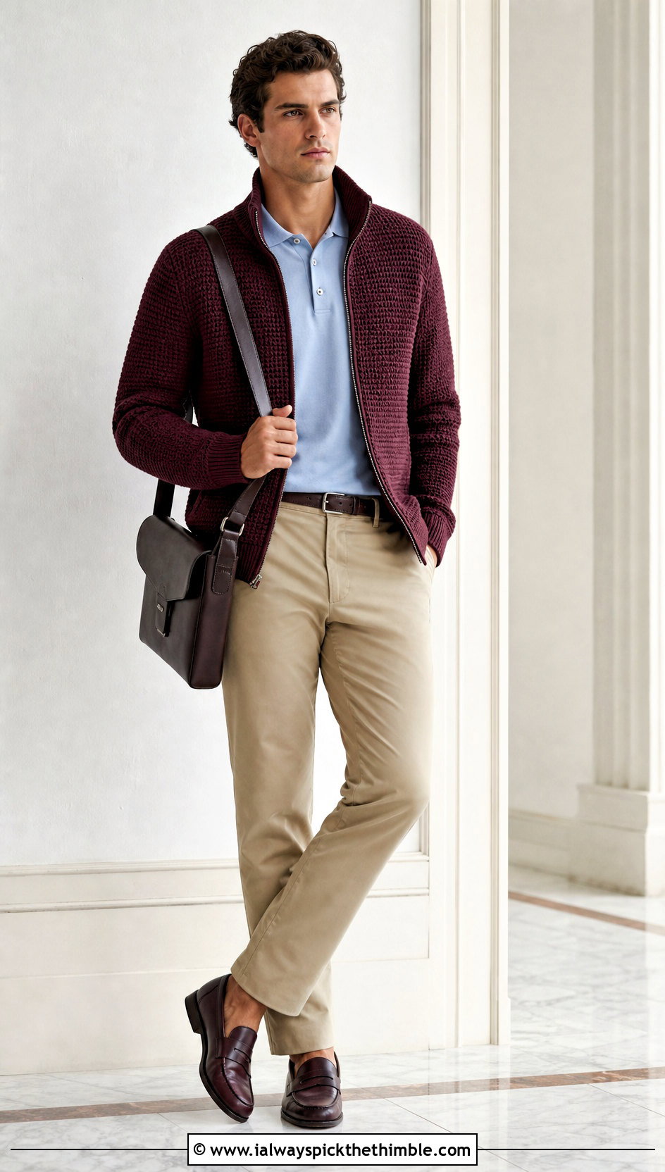 Crochet Harrington Jacket With Polo Shirt And Chinos - 15 Crochet Mens Jacket outfit ideas