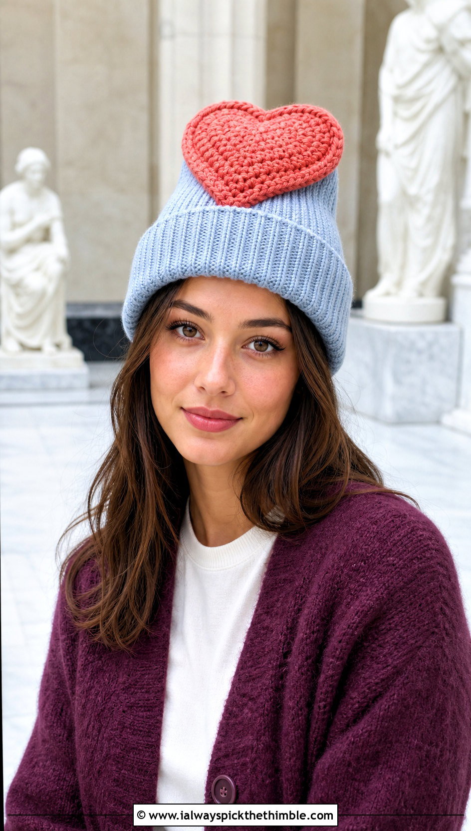 Crochet Heart Hat Topper With Cardigan And Midi Skirt - 20 Crochet Hat Toppers Ideas