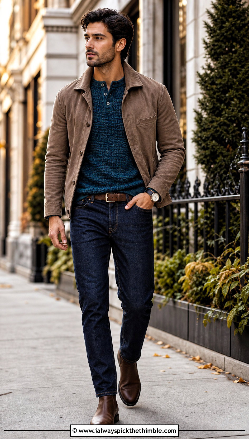 Crochet Henley Mens Sweater With Suede Jacket - 25 mens crochet sweater outfit ideas
