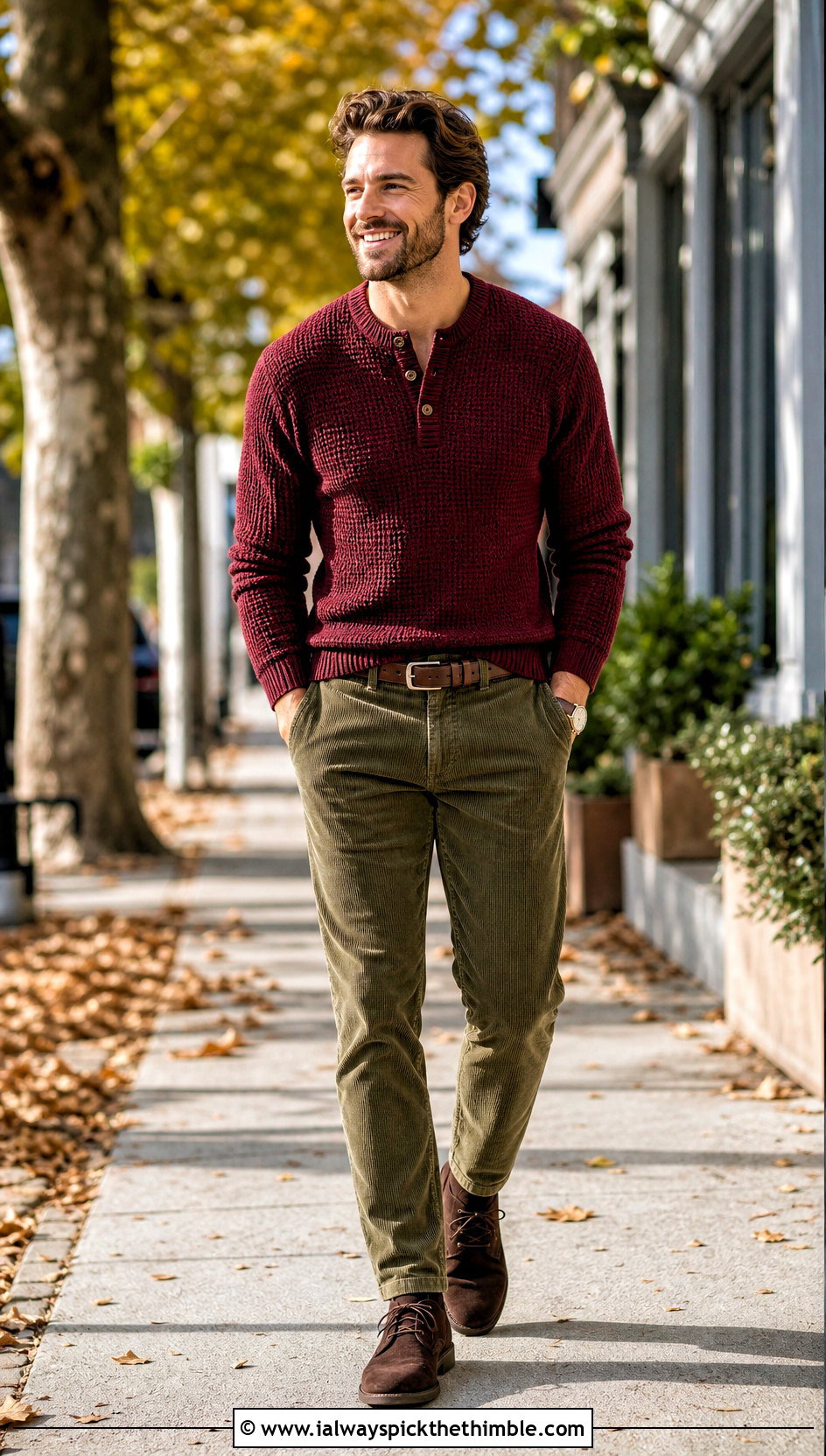 Crochet Henley Shirt With Corduroy Pants - 25 crochet men shirt outfit ideas