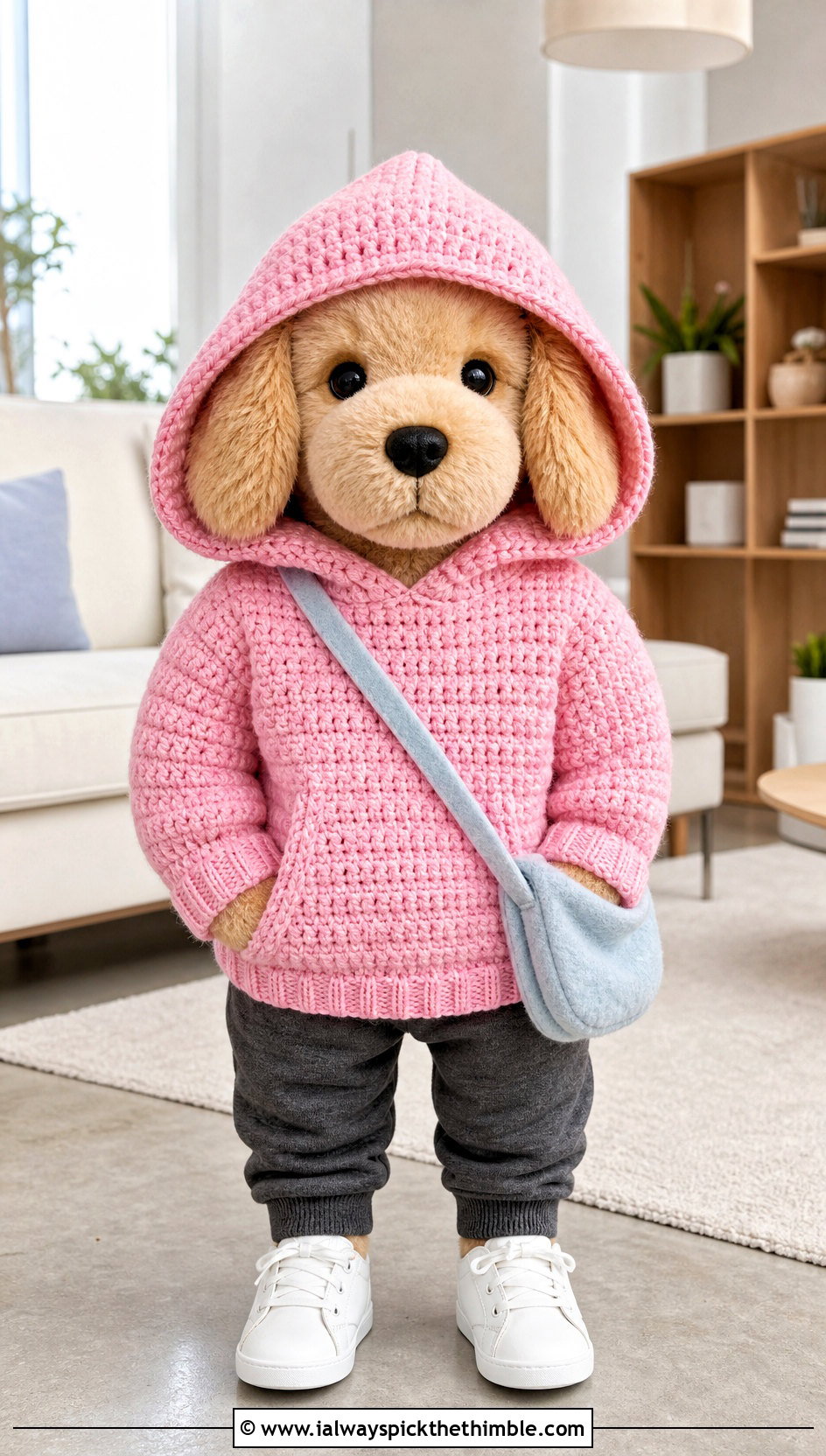 Crochet Hooded Pullover With Jogger Pants - 25 crochet clothes for stuffed animals outfit ideas