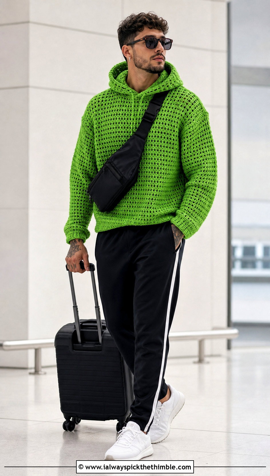 Crochet Hooded Sweater With Track Pants - 15 Crochet Mens Sweaters outfit ideas