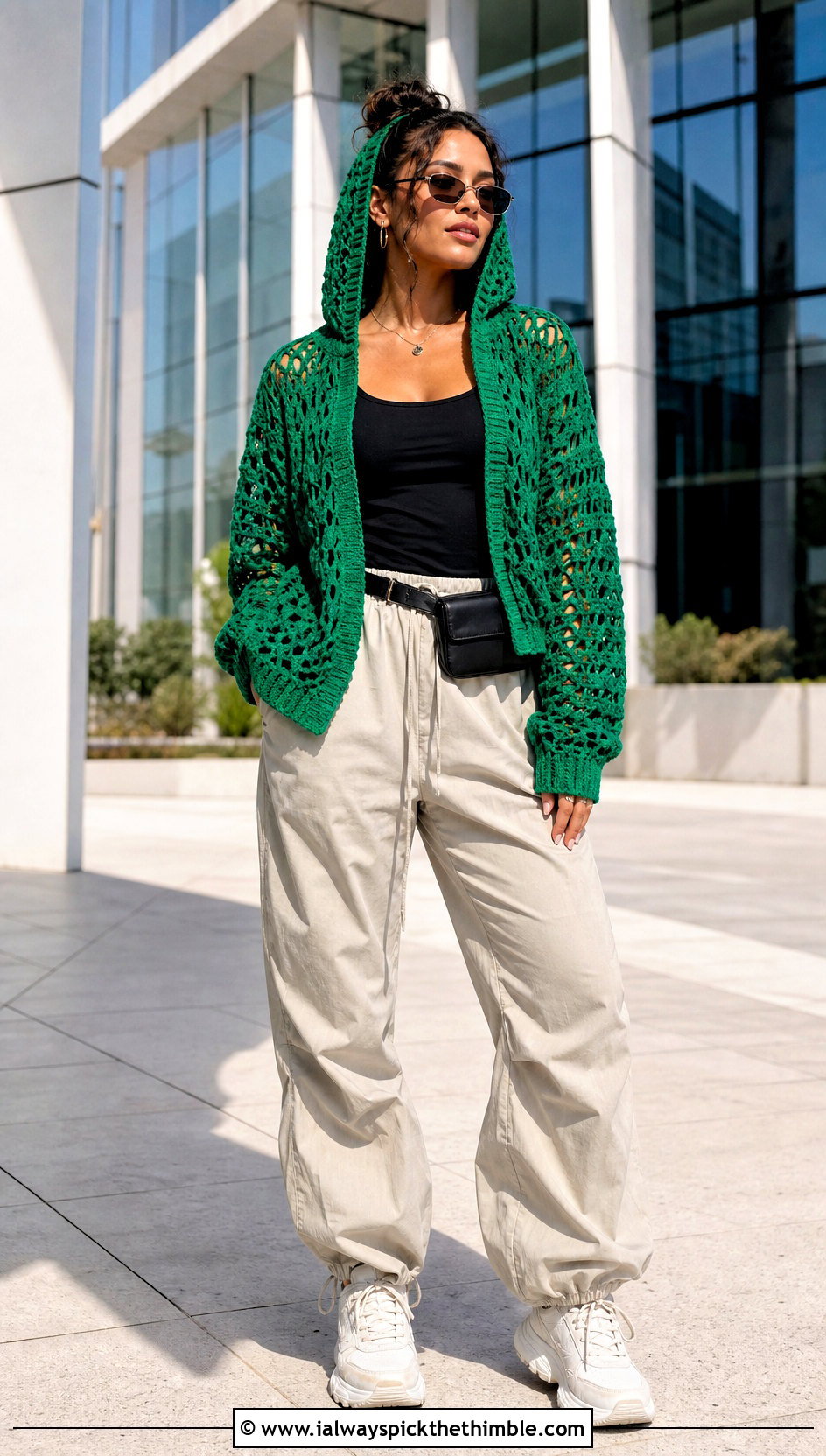 Crochet Hooded Top With Parachute Pants - 25 crochet ladies tops outfit ideas