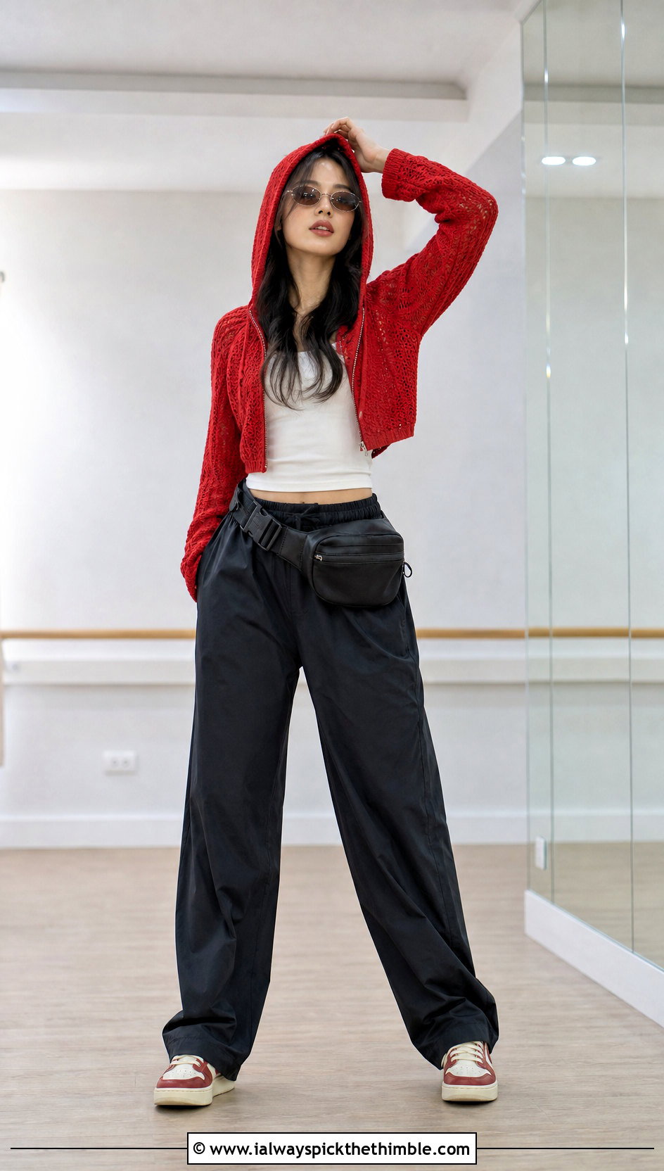 Crochet Hooded Top With Track Pants - 20 K Pop Crochet Clothes and outfit ideas