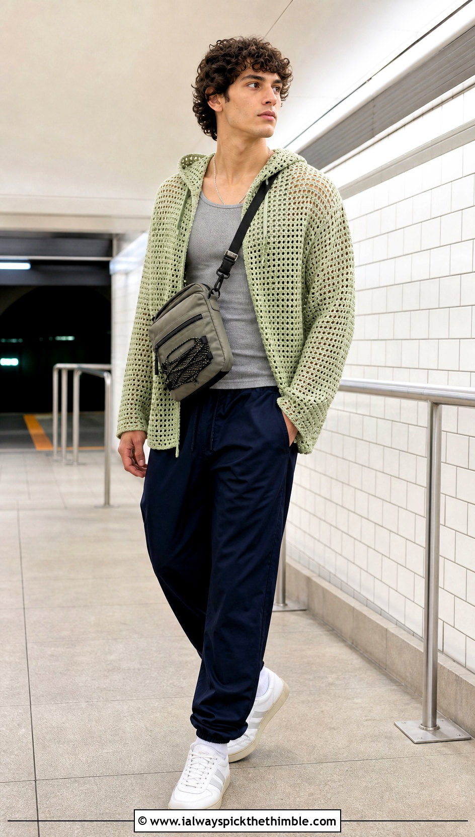 Crochet Hooded Top With Track Pants - 25 Mens Crochet Top outfit ideas