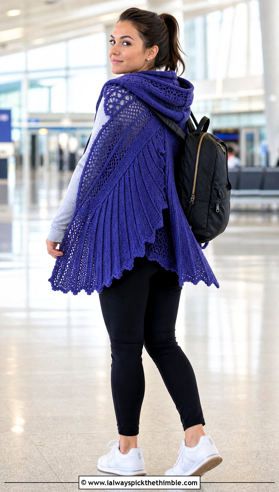 Crochet Hooded Wing Shawl With Leggings - 20 Crochet Wing Shawl outfit ideas