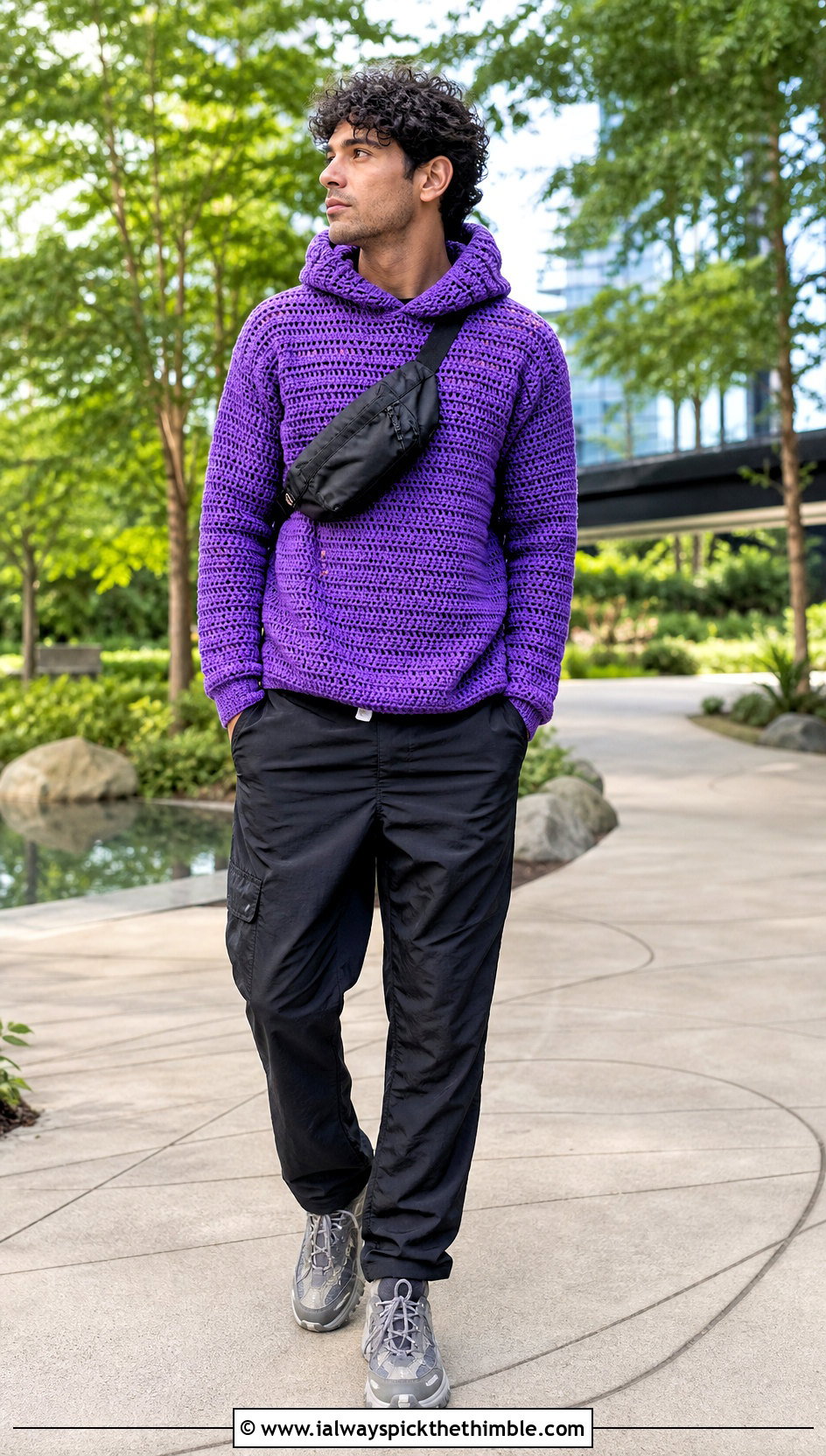 Crochet Hoodie Mens Sweater With Nylon Pants - 25 mens crochet sweater outfit ideas