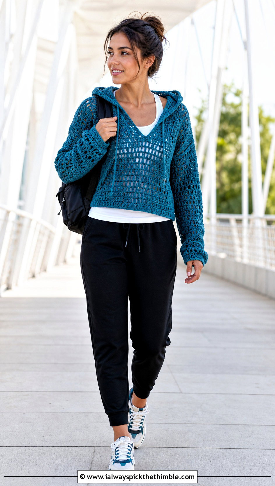 Crochet Hoodie Top With Joggers - 25 freehand crochet top outfit ideas