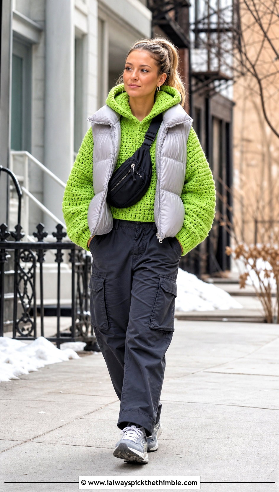 Crochet Hoodie With Cargo Pants - 20 Winter Crochet Clothes and outfit ideas