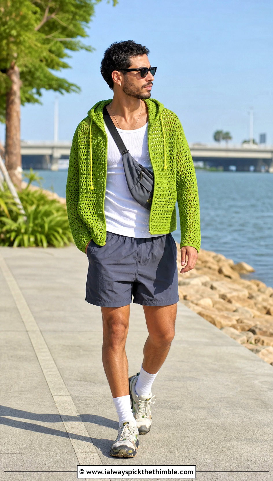 Crochet Hoodie With Nylon Shorts - 20 crochet clothes men ideas