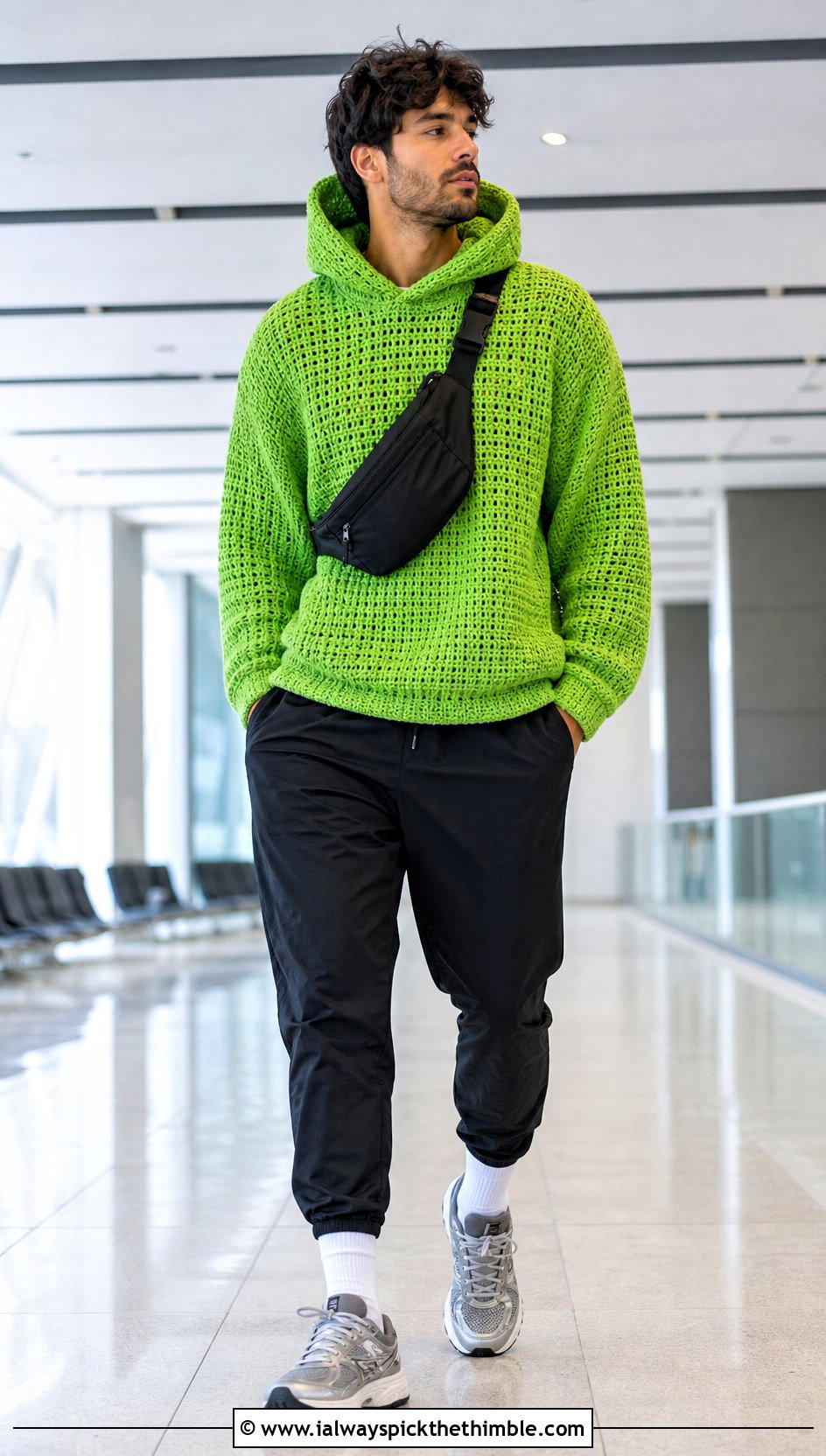 Crochet Hoodie With Technical Track Pants - 25 crochet outfits for men outfit ideas