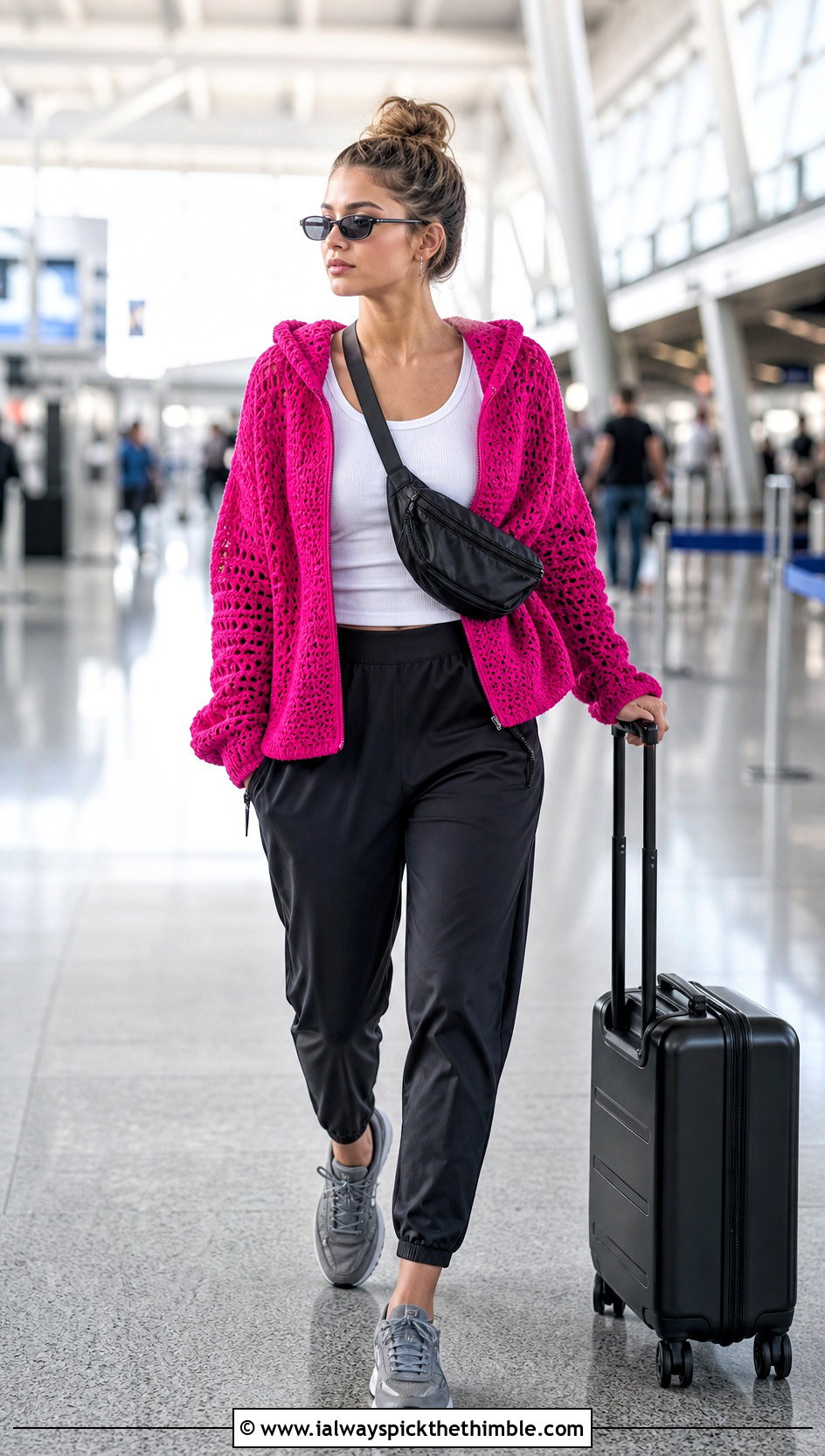 Crochet Hoodie With Track Pants And Sneakers - 25 crochet outfit ideas