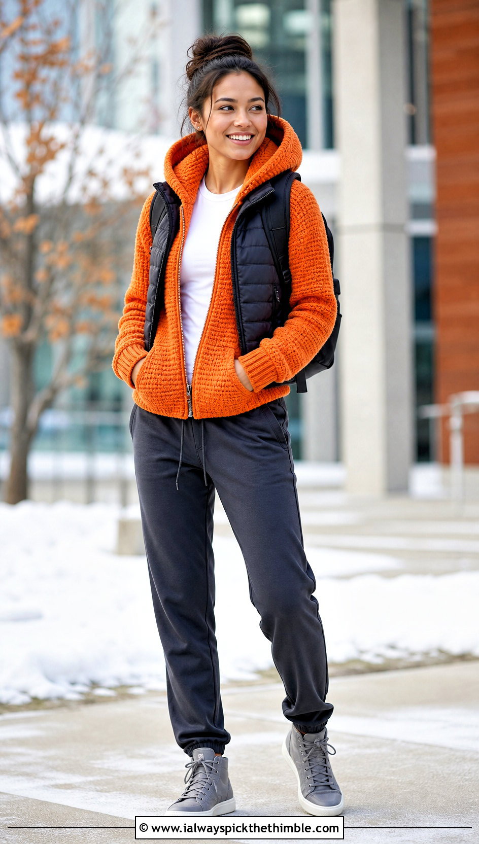 Crochet Hoodie With Track Pants And Sneakers - 20 crochet clothes for winter outfit ideas