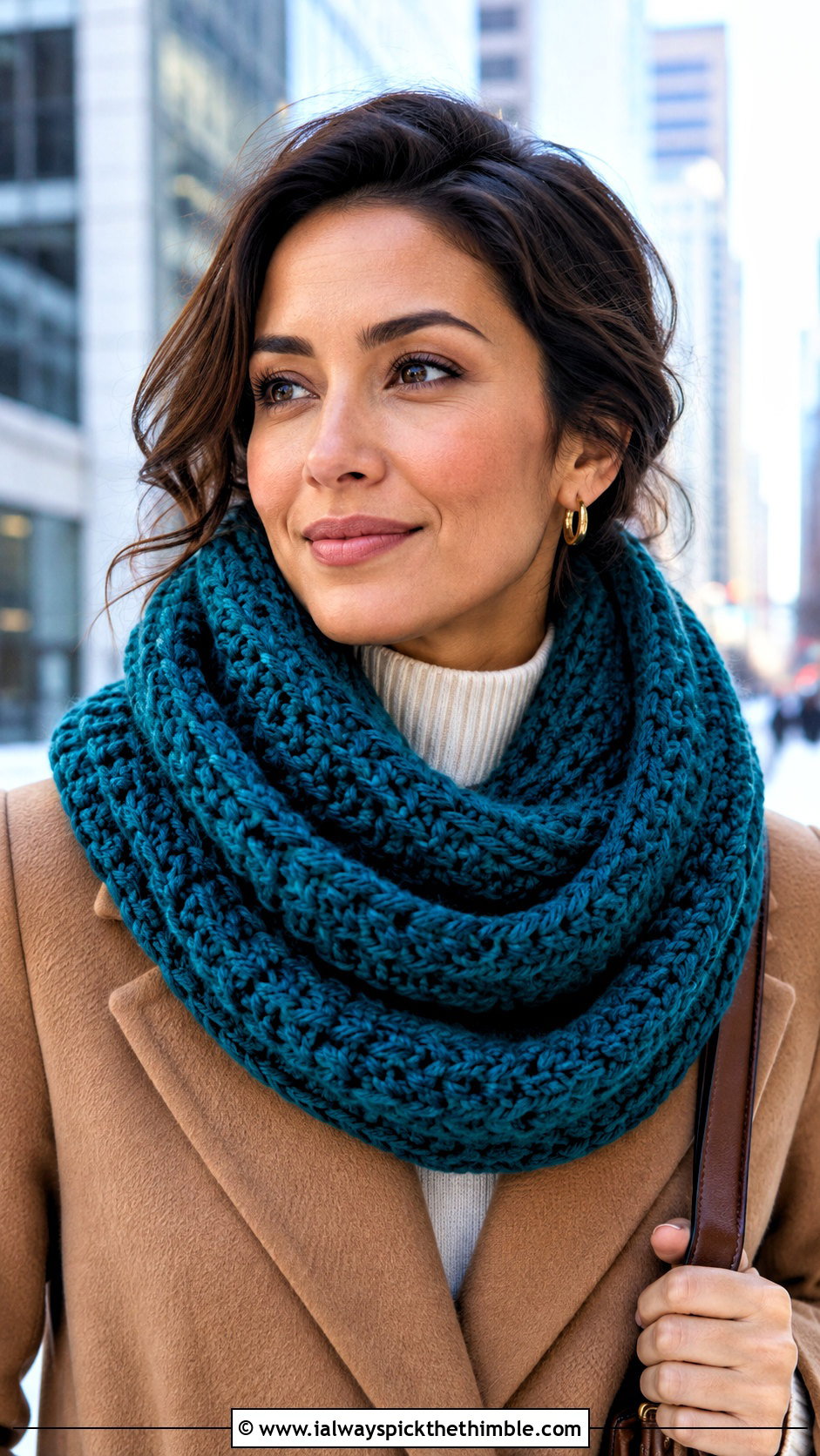 Crochet Infinity Scarf With Wool Coat - 25 crochet winter scarf outfit ideas