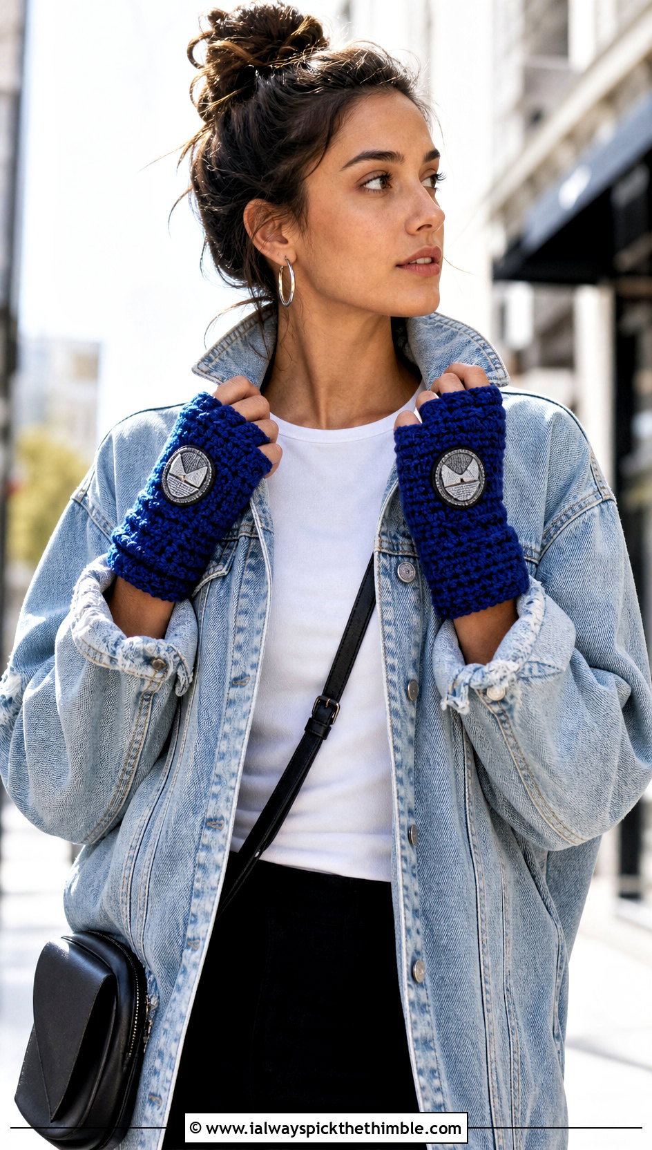 Crochet Iron Man Fingerless Gloves With Denim Jacket - 20 Crochet Iron Man Gloves outfit ideas