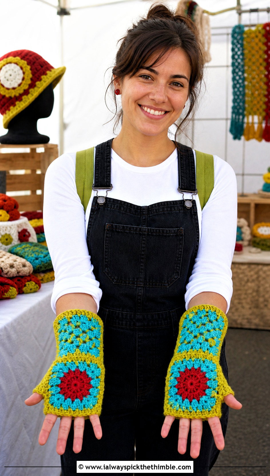 Crochet Iron Man Granny Square Gauntlets With Overalls - 20 Crochet Iron Man Gloves outfit ideas