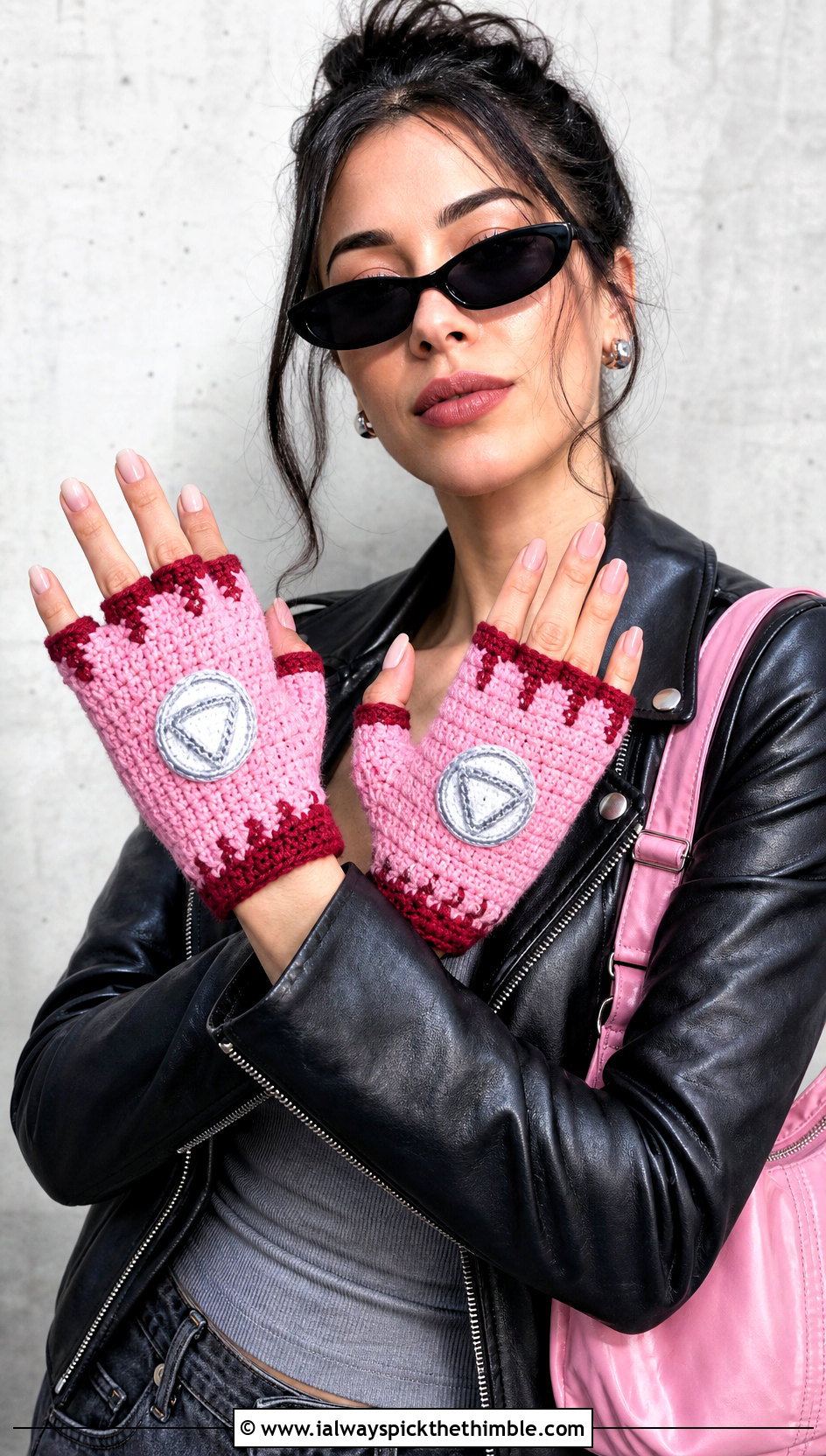 Crochet Iron Man Half Finger Gloves With Leather Jacket - 20 Crochet Iron Man Gloves outfit ideas