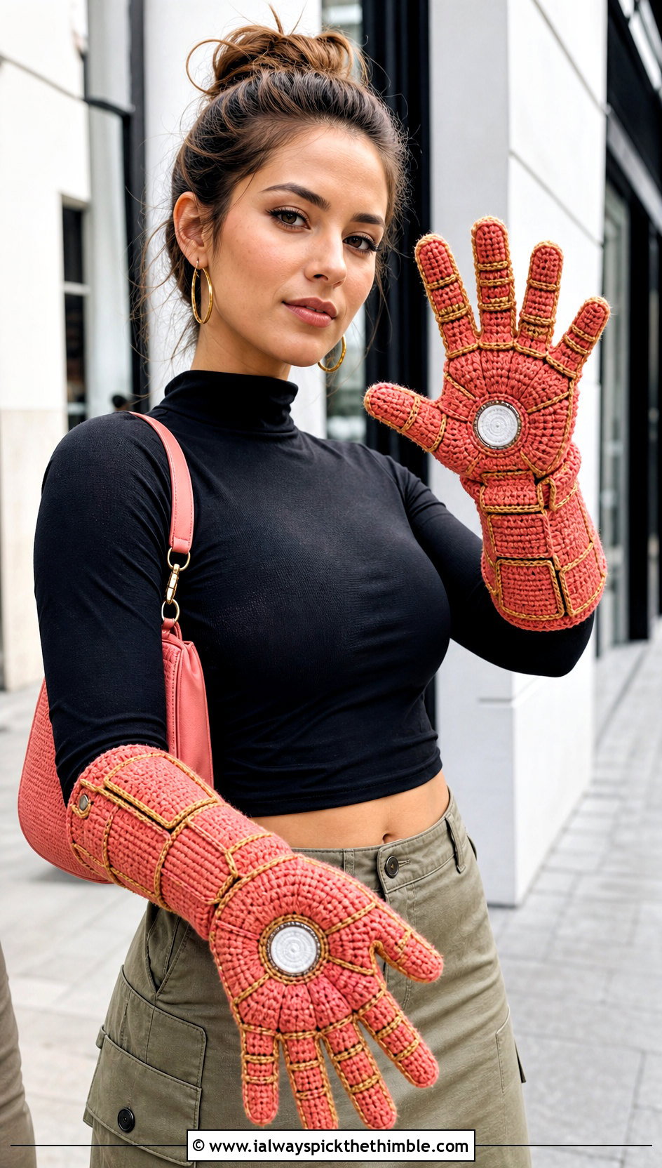 Crochet Iron Man Textured Armor Gloves With Cargo Skirt - 20 Crochet Iron Man Gloves outfit ideas