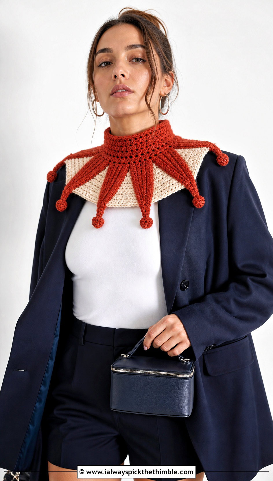 Crochet Jester Collar Costume With Blazer And Shorts - 15 Crochet Costume outfit ideas