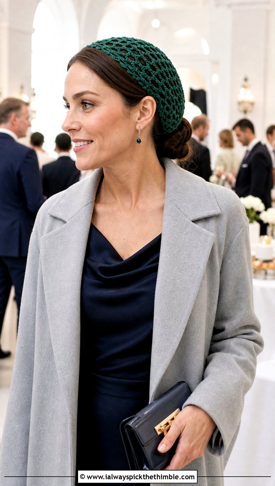 Crochet Juliet Cap With Satin Dress - 25 crocheted hats outfit ideas