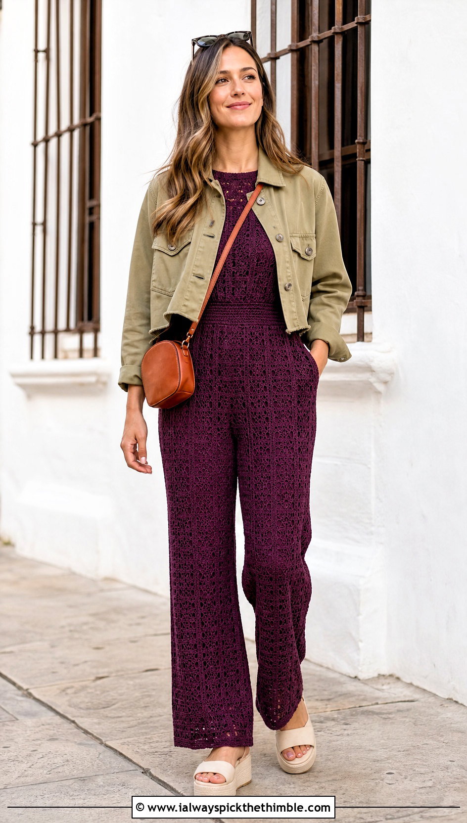 Crochet Jumpsuit With Cropped Utility Jacket - 25 cute crochet clothes ideas