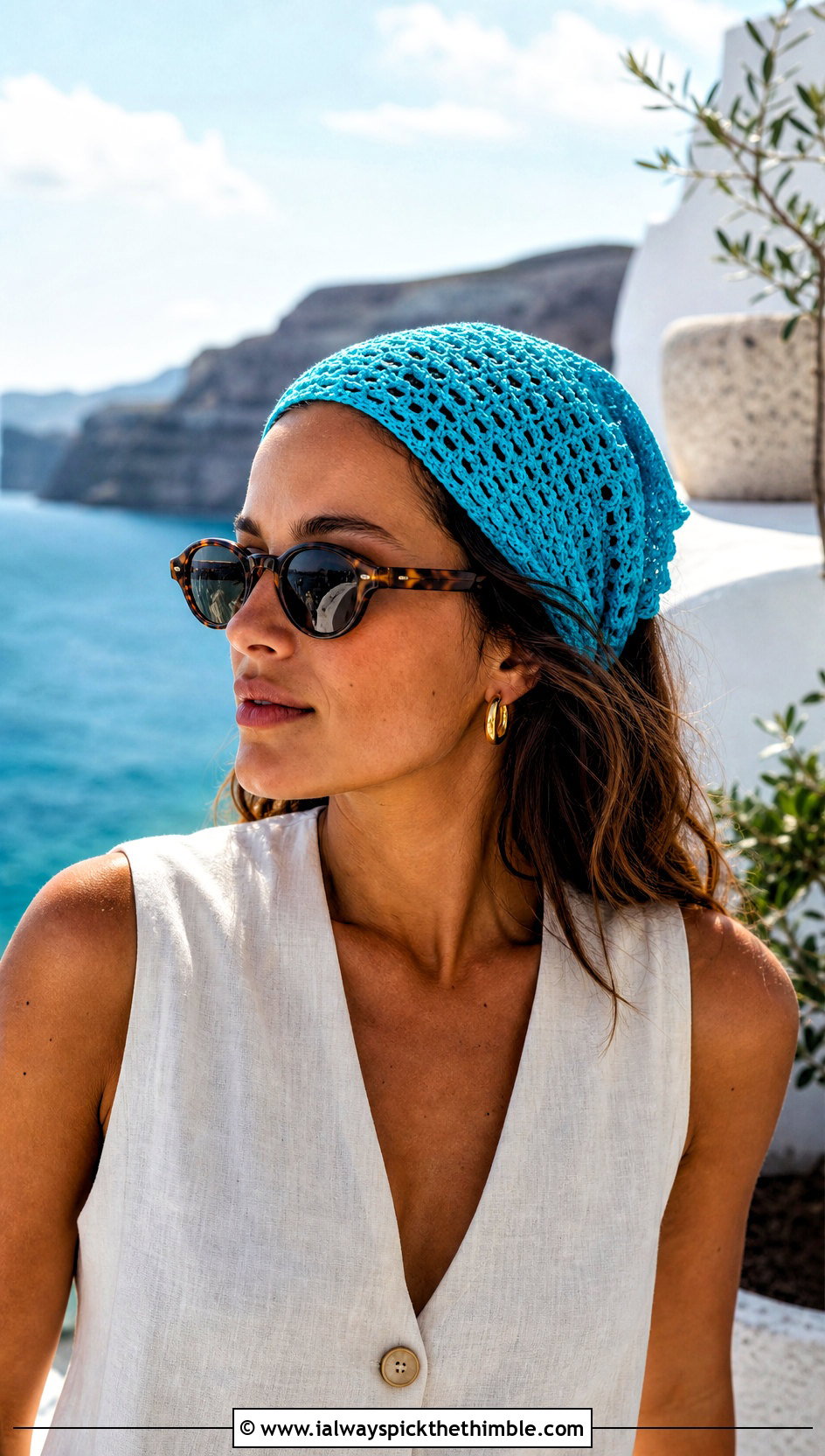 Crochet Kerchief Headband With Linen Set - 20 crochet for headbands outfit ideas