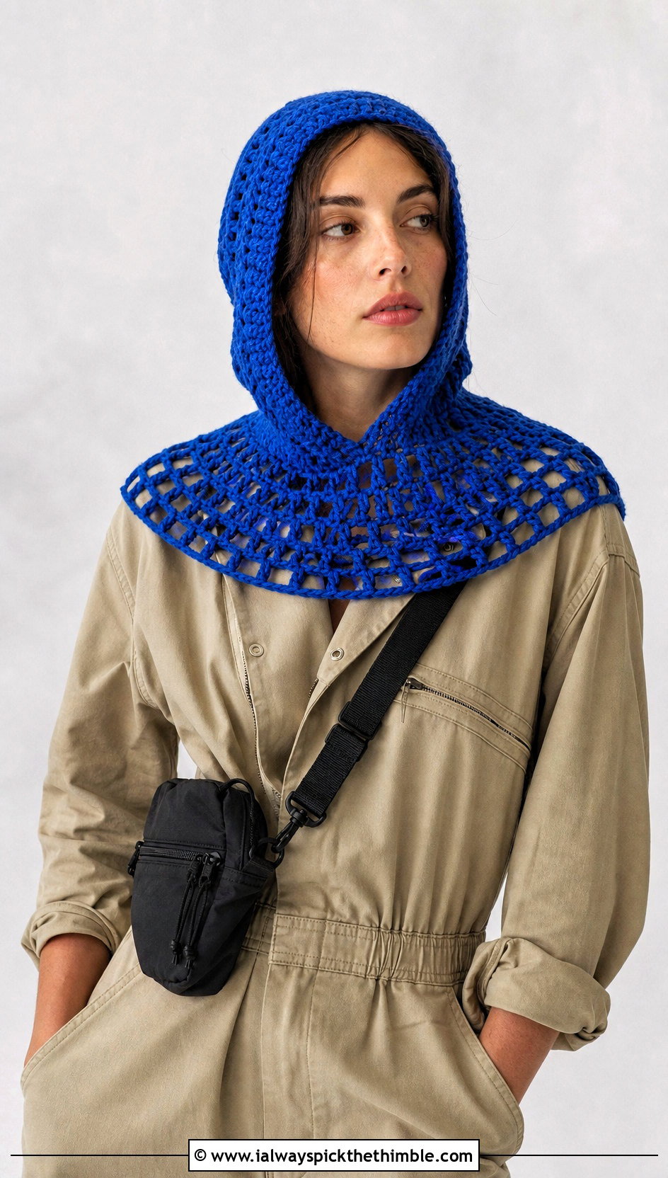 Crochet Knight Coif With Utility Jumpsuit - 15 Knight Crochet Hat outfit ideas