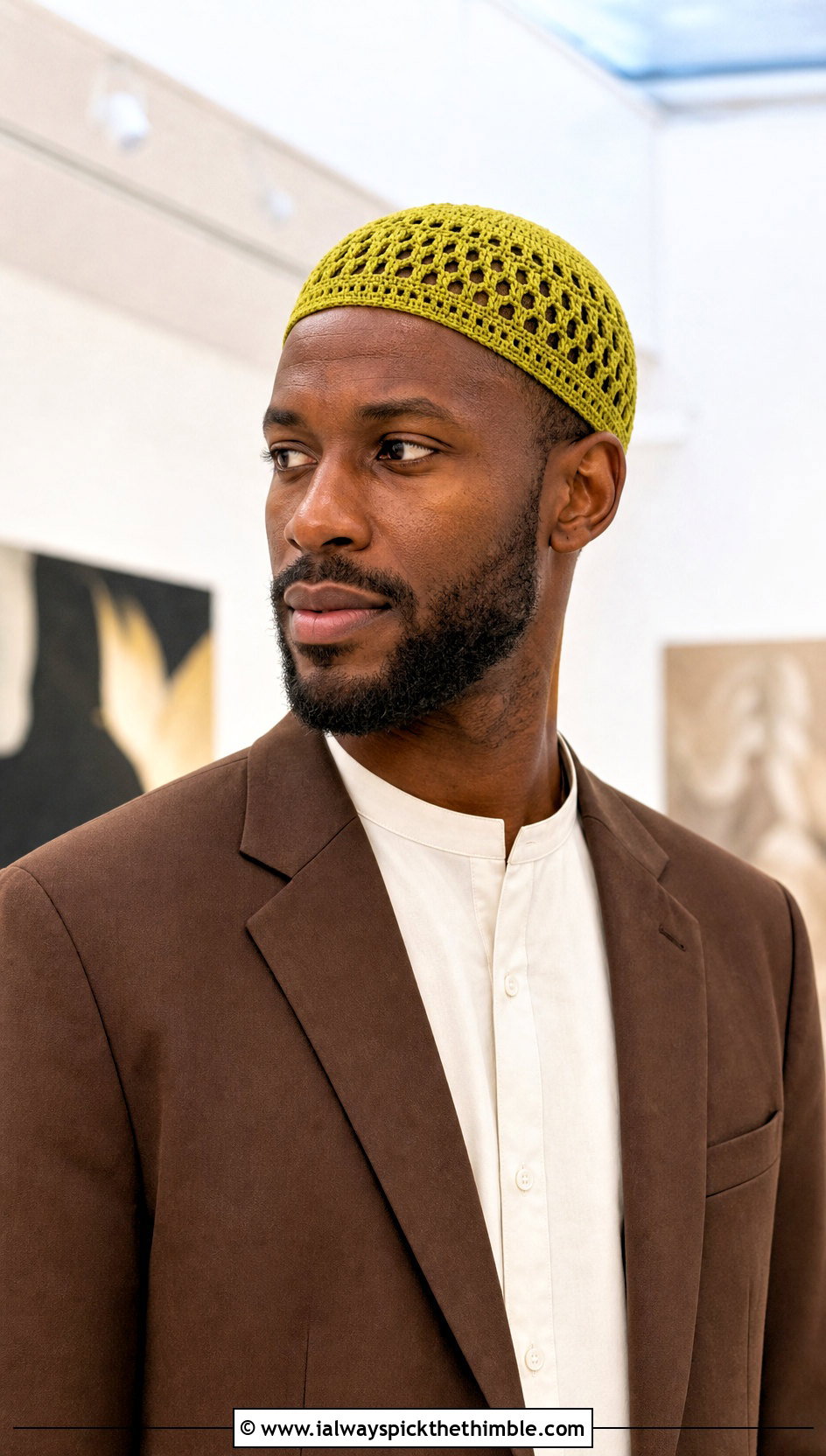 Crochet Kufi Hat With Relaxed Suit - 15 Easy Crochet Mens Hat outfit ideas