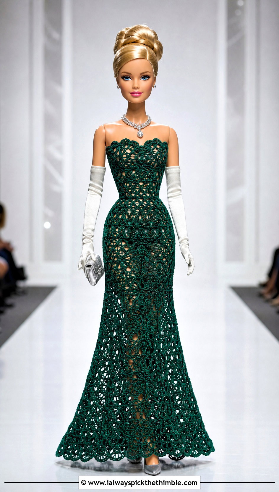 Crochet Lace Evening Gown With Opera Gloves - 20 barbie doll crochet clothes and outfit ideas