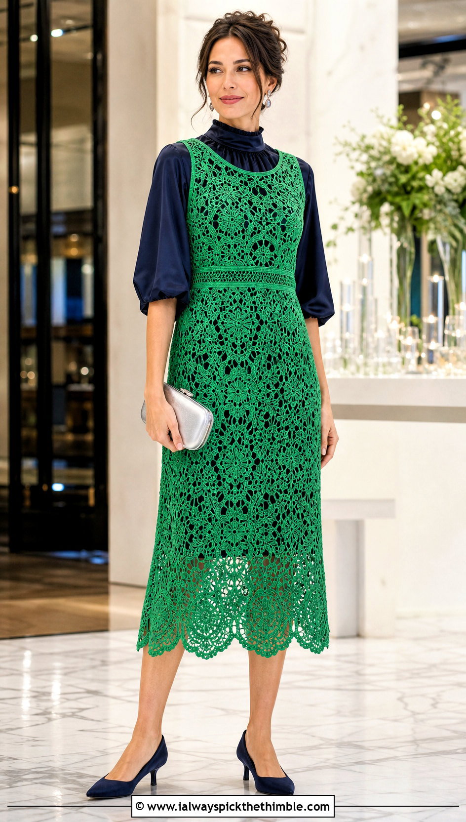 Crochet Lace Midi Dress With Satin Slip - 20 modest crochet dress outfit ideas