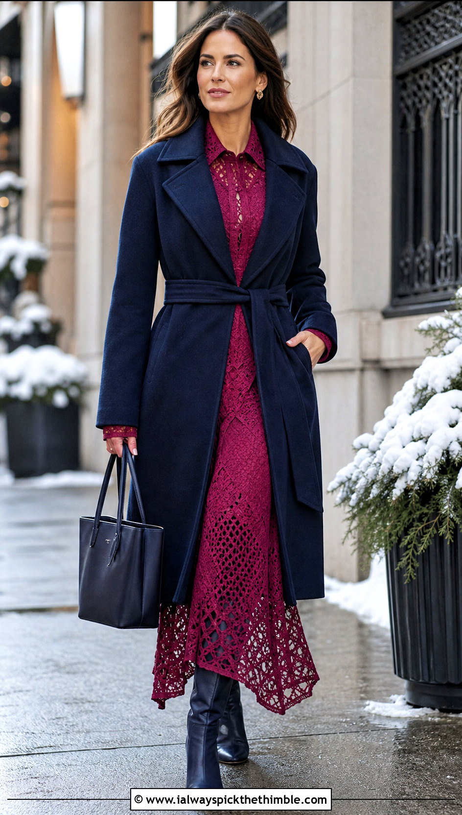 Crochet Lace Shirt Maxi Dress With Belted Coat - 25 Crochet Lace Dress outfit ideas