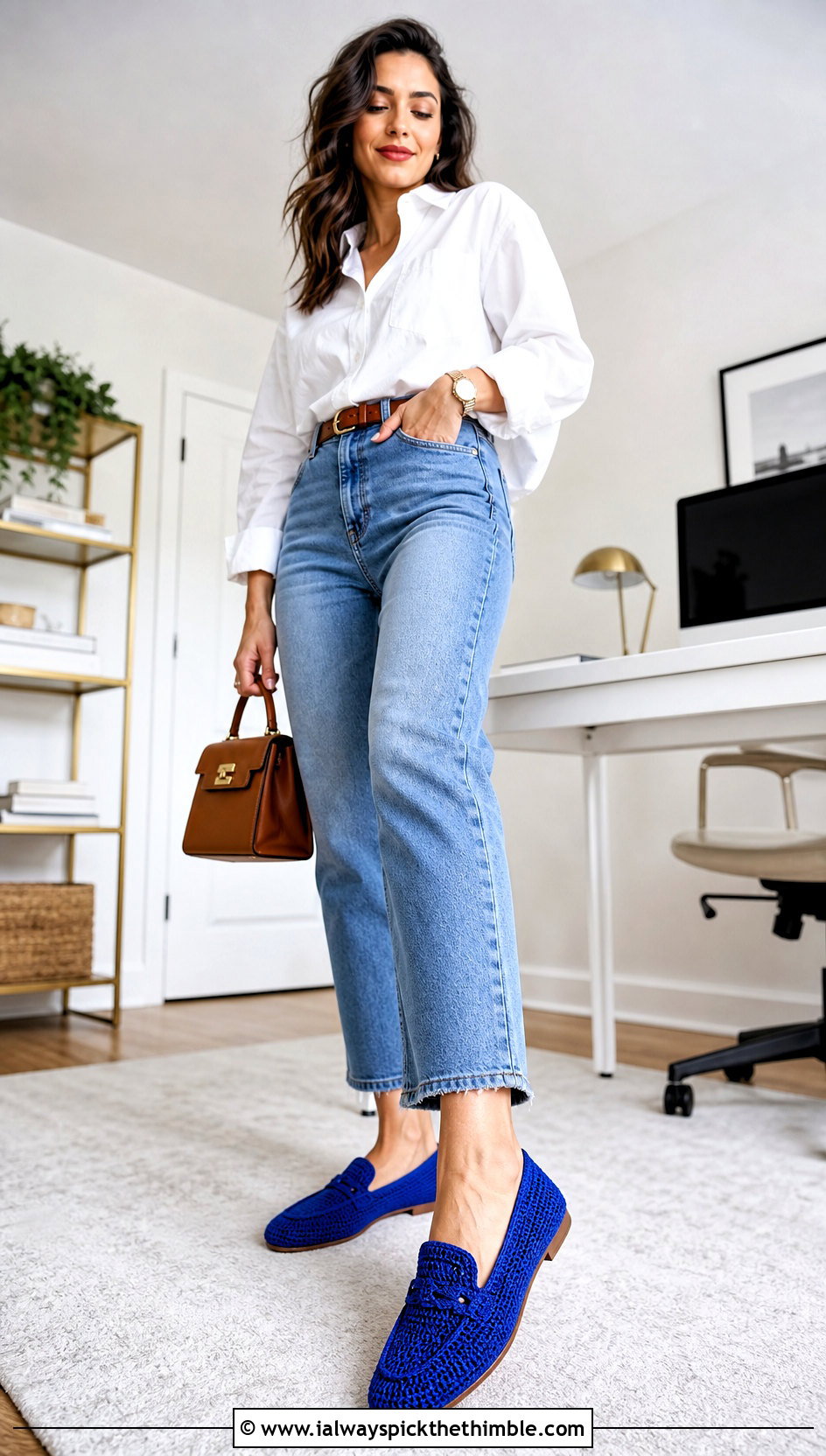 Crochet Loafer Slippers With Button Down Shirt And Jeans - 25 crochet slipper outfit ideas