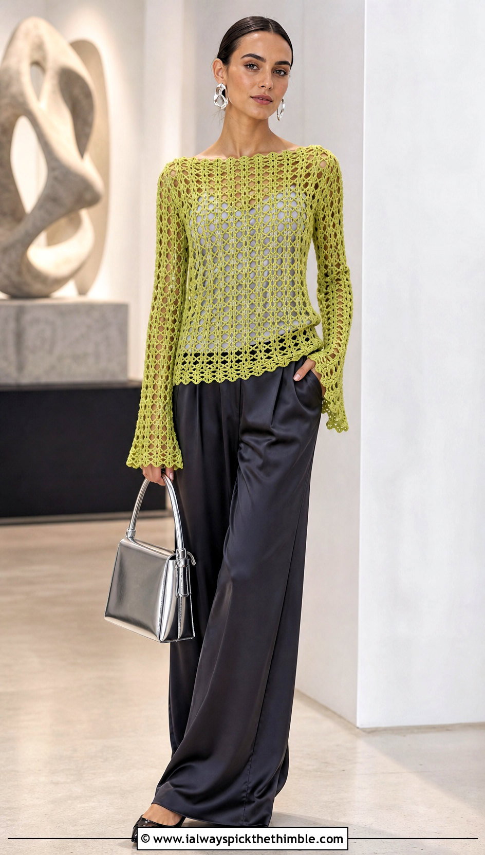 Crochet Long Sleeve Top With Satin Pants - 25 boho crochet clothes and outfit ideas
