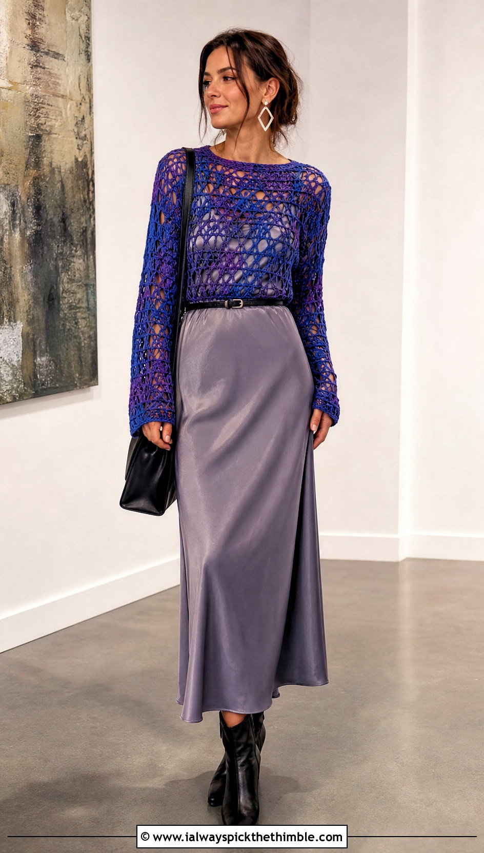 Crochet Long Sleeve Top With Slip Dress - 20 Crochet Top Small Chest outfit ideas