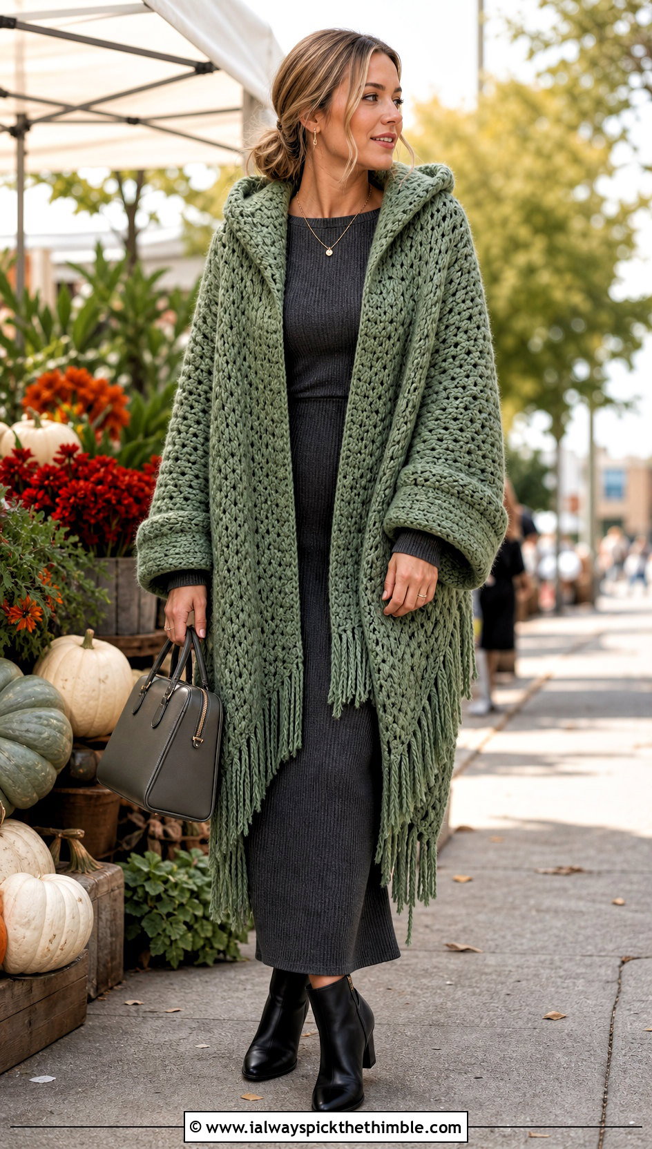 Crochet Lori Poncho With A Maxi Dress - 20 crochet lori poncho outfit ideas