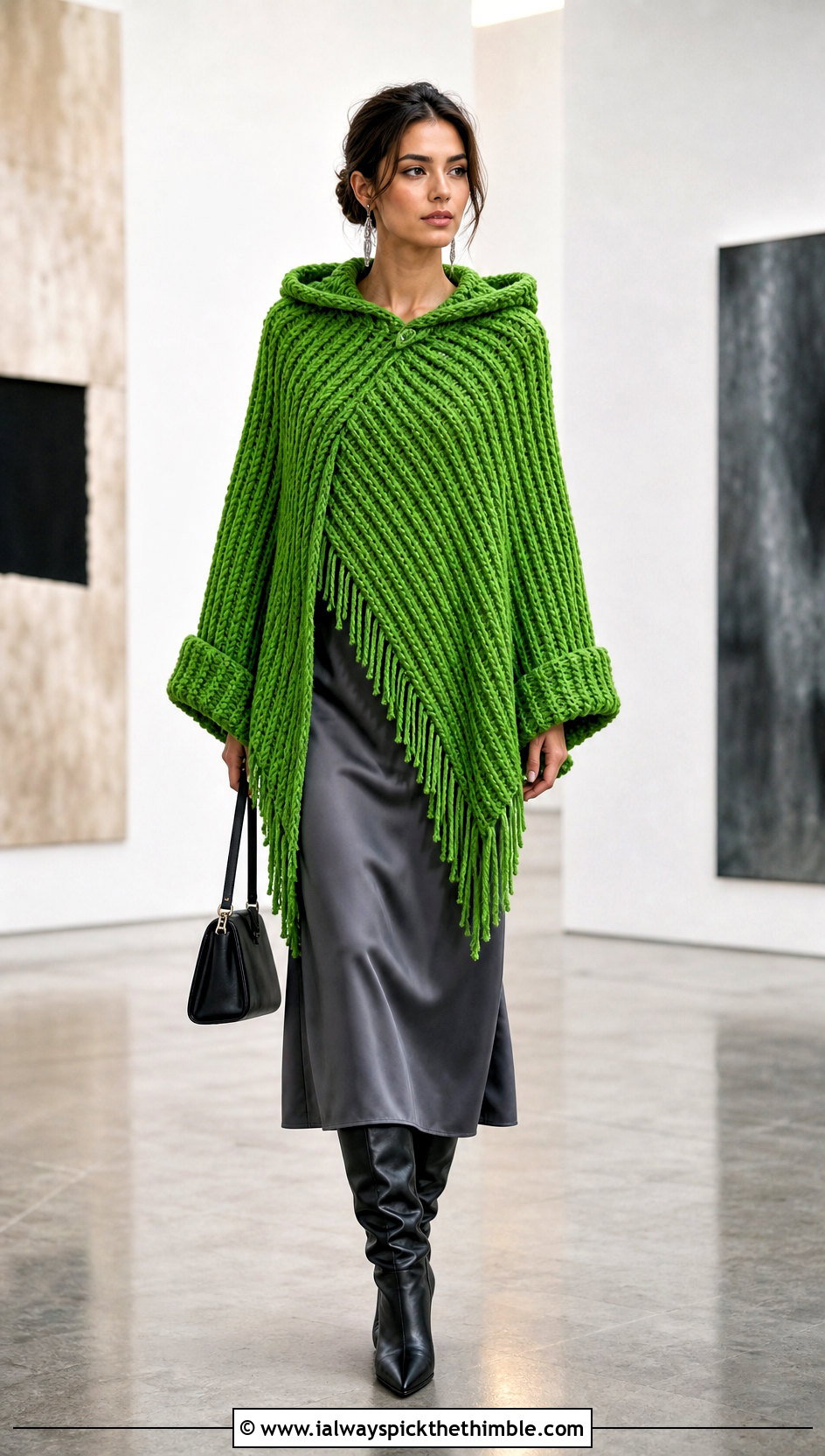 Crochet Lori Poncho With A Slip Dress - 20 crochet lori poncho outfit ideas