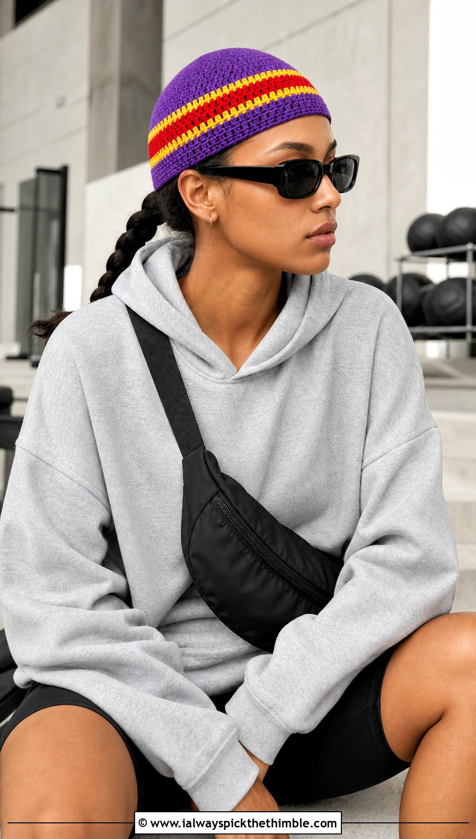 Crochet Mahomes Skullcap With Hoodie And Biker Shorts - 15 Crochet Mahomes Hat outfit ideas