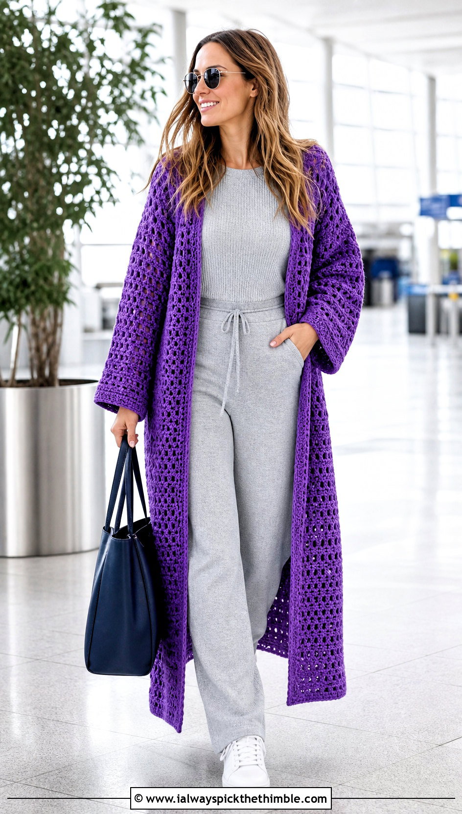 Crochet Maxi Coat With Matching Knit Set - 20 Crochet Coat For Women outfit ideas