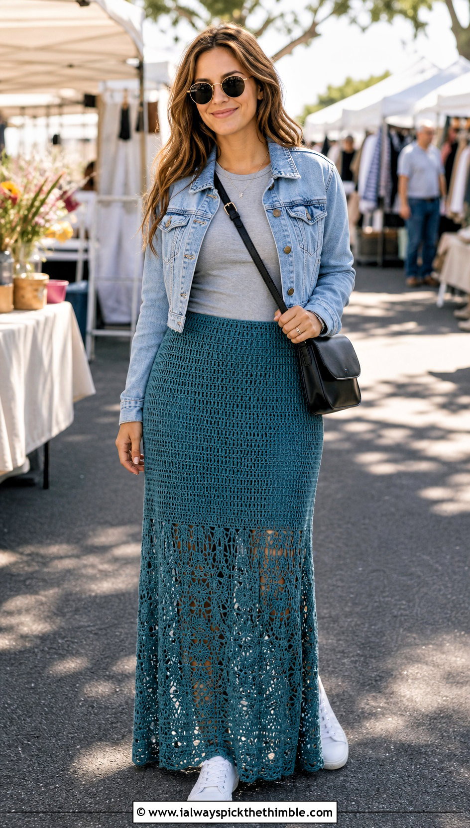 Crochet Maxi Skirt With Fitted T Shirt - 25 crochet clothing and accessories ideas